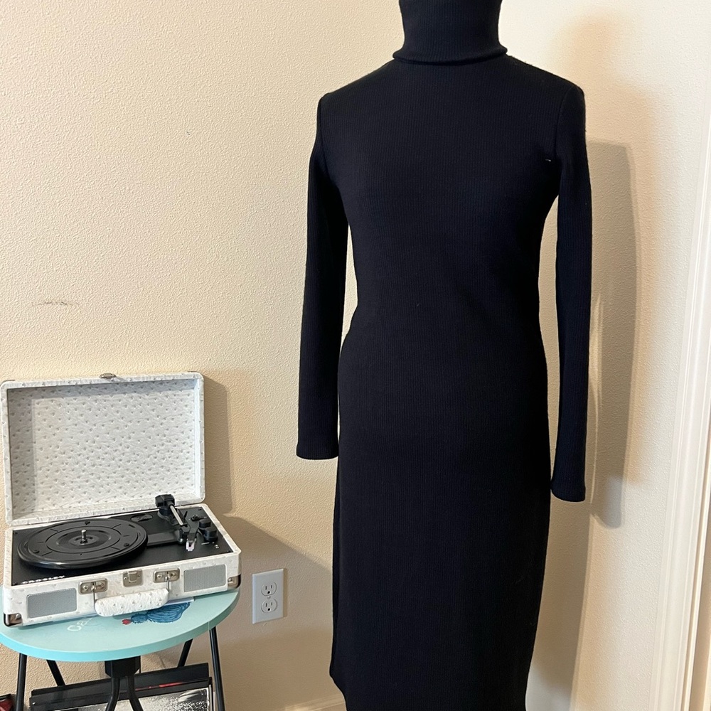 Dip Black Long Sleeve Turtleneck Sheath Dress
